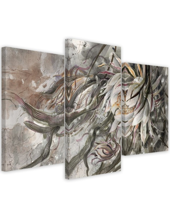 3-part Canvas painting for bedroom - Queen of the night flower | FEEBY