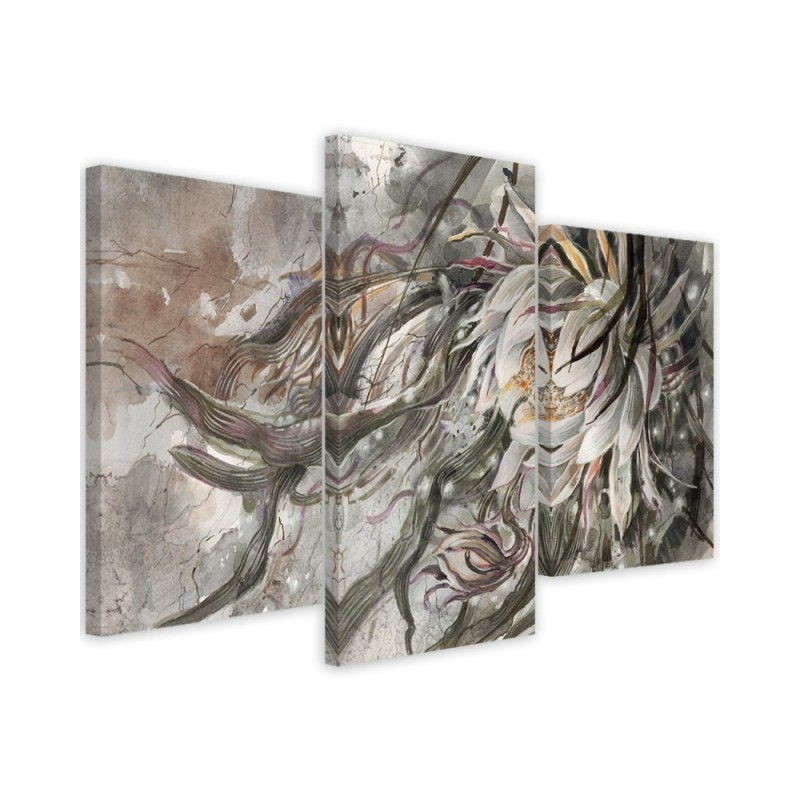 3-part Canvas painting for bedroom - Queen of the night flower | FEEBY