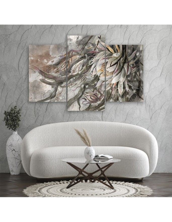 3-part Canvas painting for bedroom - Queen of the night flower | FEEBY