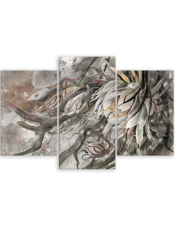 3-part Canvas painting for bedroom - Queen of the night flower | FEEBY