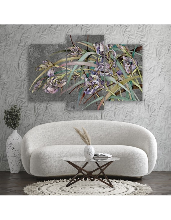 Wall painting - Irises flowers in the wind | FEEBY