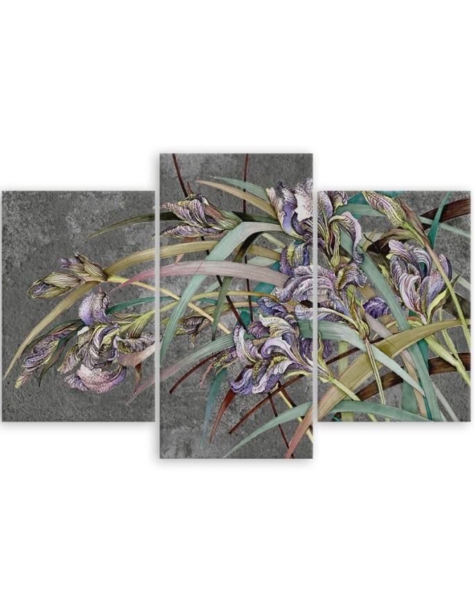 Wall painting - Irises flowers in the wind | FEEBY