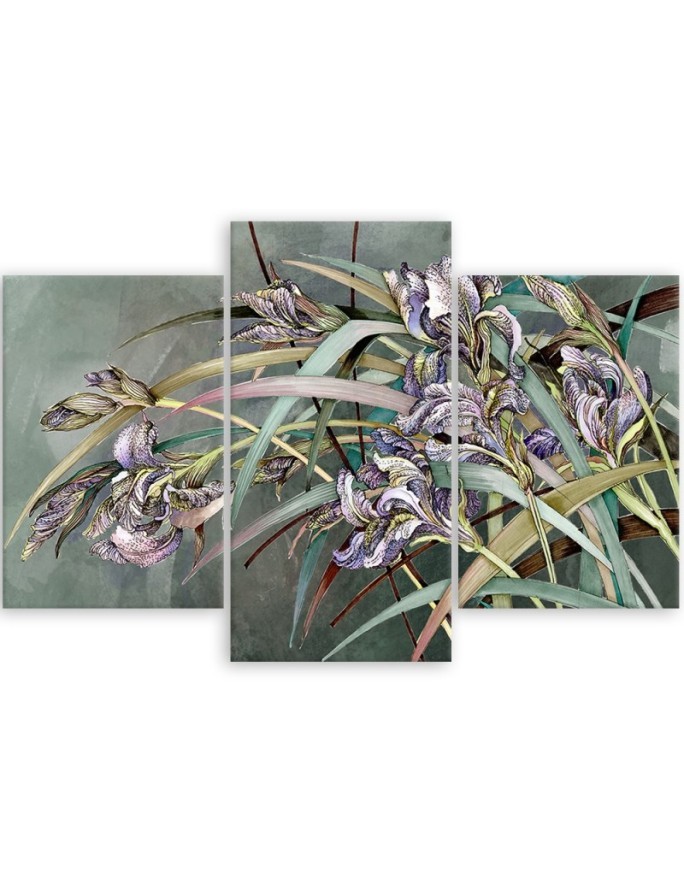 Wall art painting - Irises flowers in the wind | FEEBY
