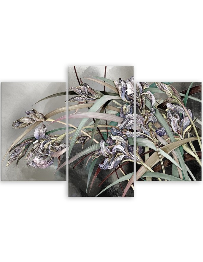 Flowers Irises in the wind - Modern painting for the bedroom | FEEBY