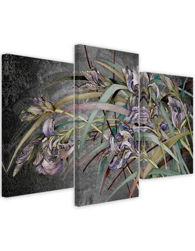 Irises flowers in the wind - Modern Canvas painting for the bedroom | FEEBY