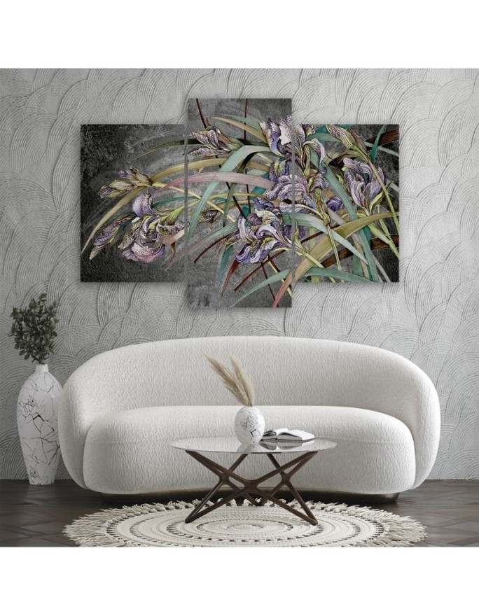 Irises flowers in the wind - Modern Canvas painting for the bedroom | FEEBY