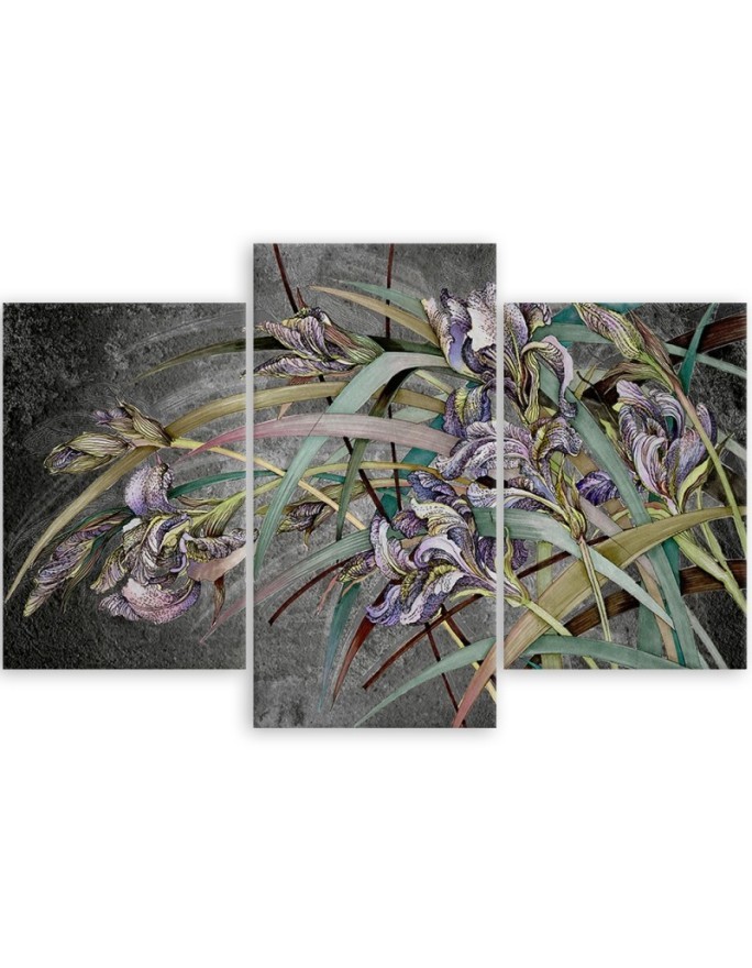 Irises flowers in the wind - Modern Canvas painting for the bedroom | FEEBY