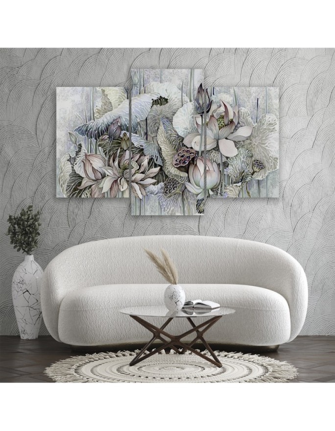 Flowers of the sacred lotus - 3 part canvas painting | FEEBY