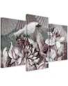 Holy lotus and fans - 3 part canvas painting | FEEBY