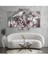 Holy lotus and fans - 3 part canvas painting | FEEBY