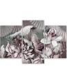 Holy lotus and fans - 3 part canvas painting | FEEBY