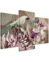 Holy lotus and fans - 3 part canvas painting | FEEBY