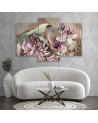 Holy lotus and fans - 3 part canvas painting | FEEBY