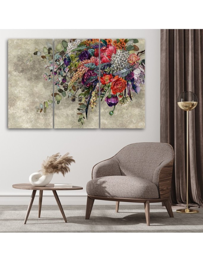 Bouquet of flowers - 3-part painting on canvas | FEEBY