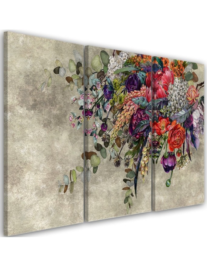 Bouquet of flowers - 3-piece Canvas painting for living room | FEEBY