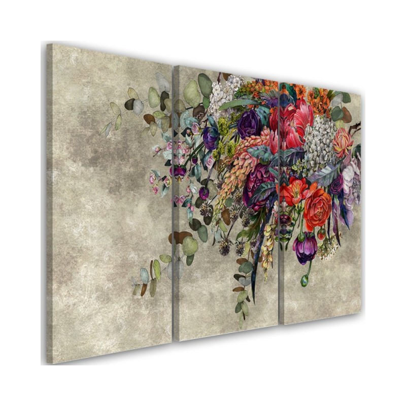 Bouquet of flowers - 3-piece Canvas painting for living room | FEEBY