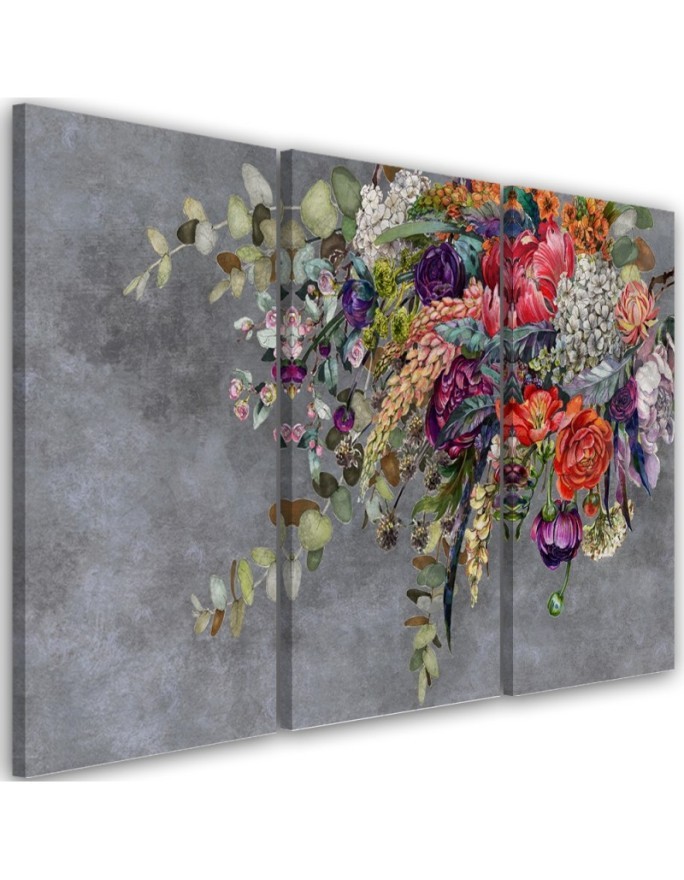 Bouquet of flowers - 3-piece painting for living room | FEEBY