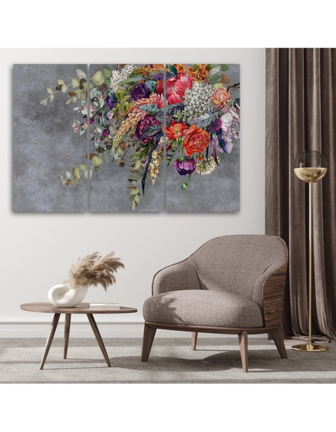 Bouquet of flowers - 3-piece painting for living room | FEEBY