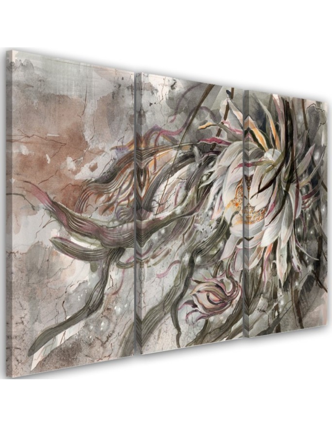 Flower of the queen of the night - Canvas print for living room 3-part | FEEBY