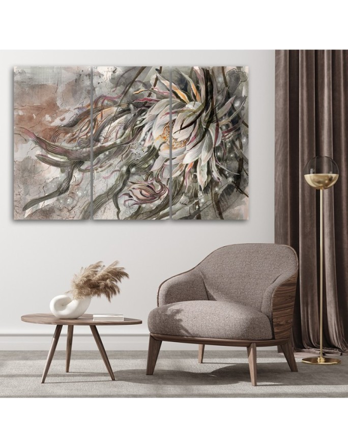 Flower of the queen of the night - Canvas print for living room 3-part | FEEBY