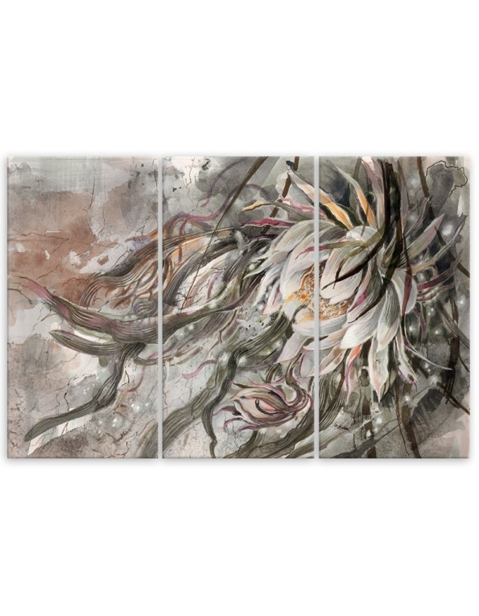 Flower of the queen of the night - Canvas print for living room 3-part | FEEBY