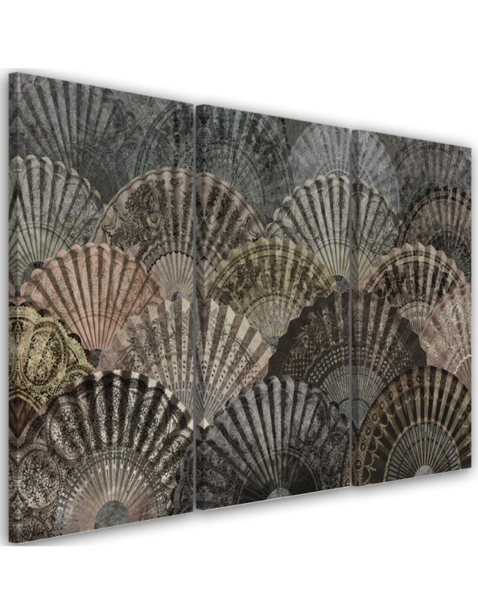 Luxury fans - Modern 3 part Canvas painting | FEEBY