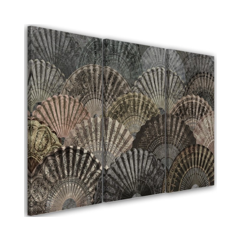 Luxury fans - Modern 3 part Canvas painting | FEEBY