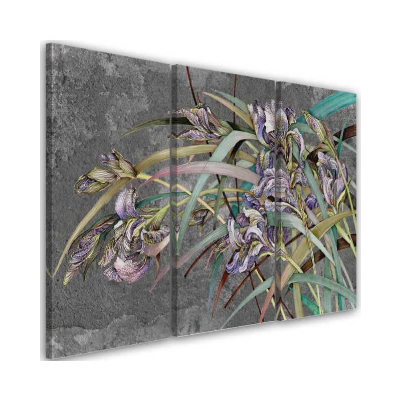 Irises flowers in the wind - Modern 3-part Canvas painting | FEEBY