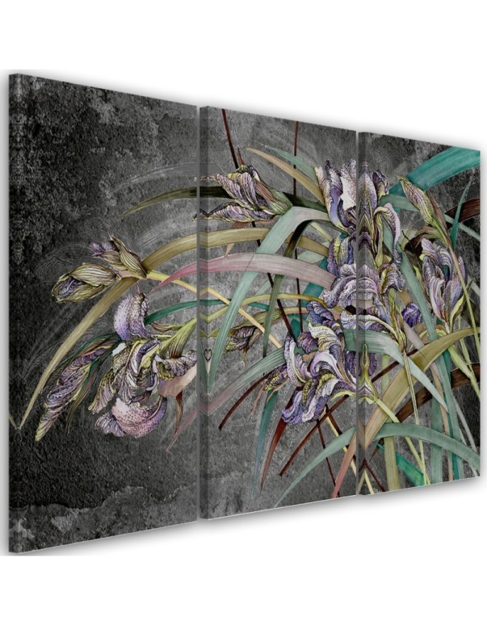3 piece Canvas painting - Irises flowers in the wind | FEEBY