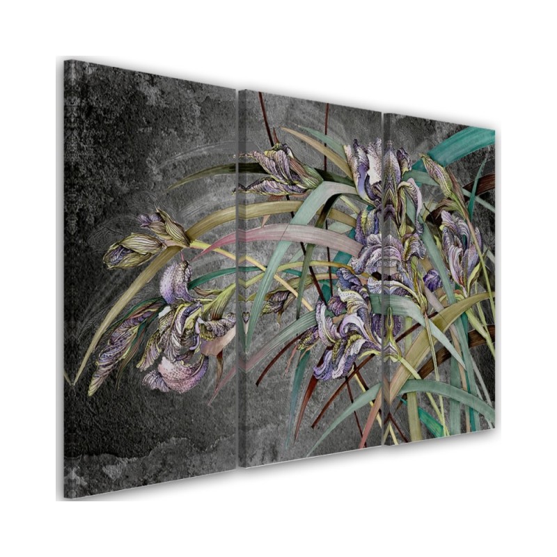 3 piece Canvas painting - Irises flowers in the wind | FEEBY