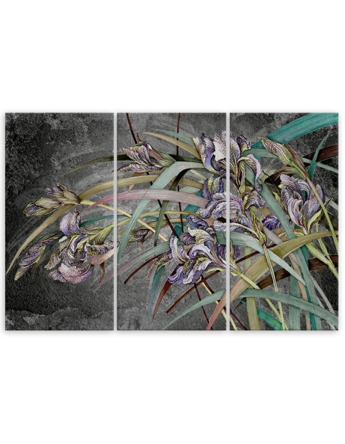 3 piece Canvas painting - Irises flowers in the wind | FEEBY