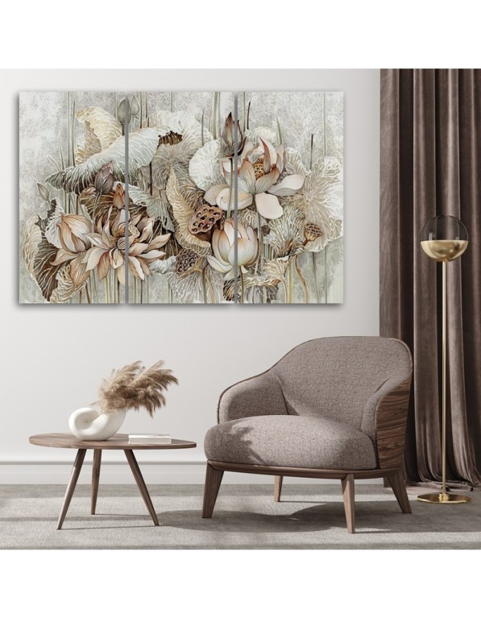 Modern painting for living room - Flowers of the sacred lotus | FEEBY
