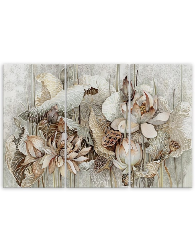 Modern painting for living room - Flowers of the sacred lotus | FEEBY