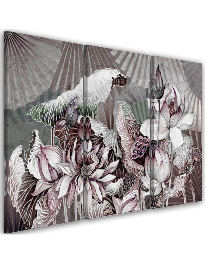 Modern painting for bedroom - Holy lotus and fans | FEEBY