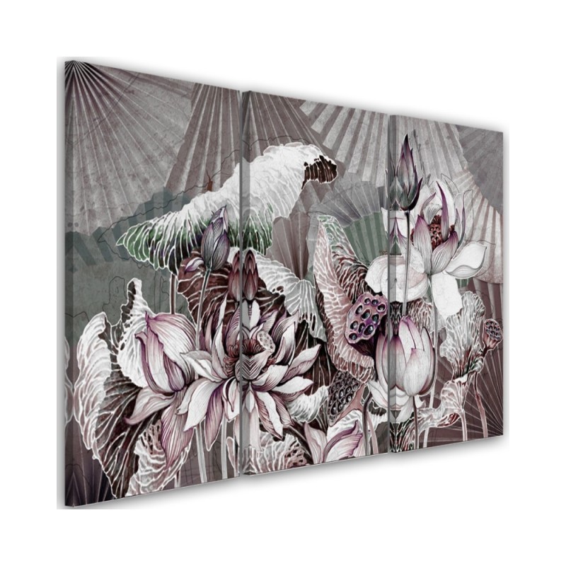 Modern painting for bedroom - Holy lotus and fans | FEEBY