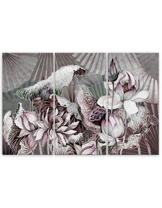 Modern painting for bedroom - Holy lotus and fans | FEEBY