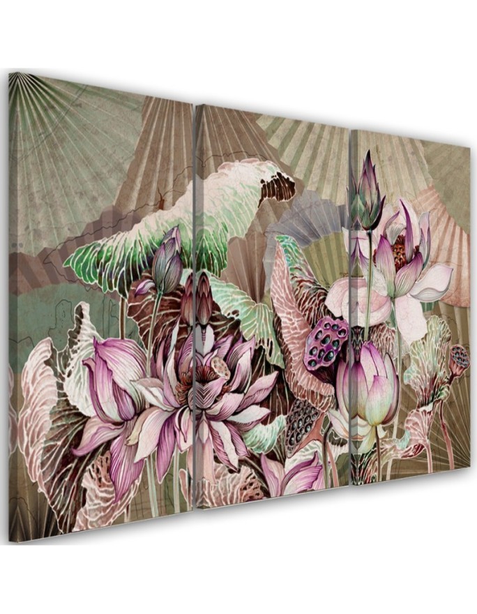 Modern painting for living room - Holy lotus and fans | FEEBY