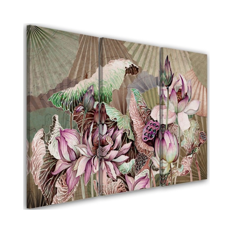 Modern painting for living room - Holy lotus and fans | FEEBY