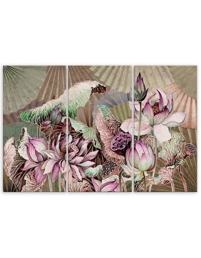 Modern painting for living room - Holy lotus and fans | FEEBY