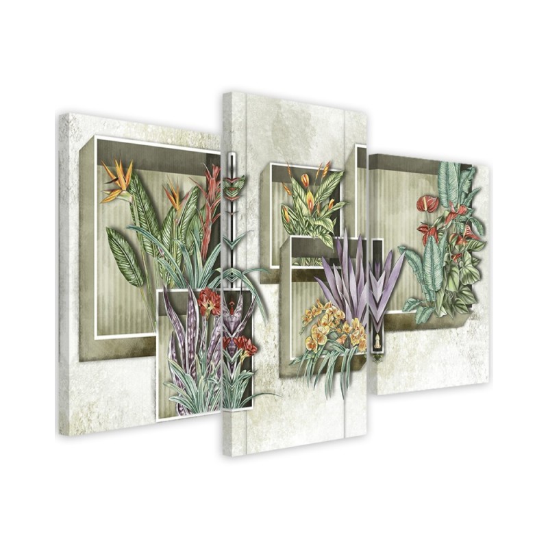 Wall painting - Square boxes shelves with flowers | FEEBY