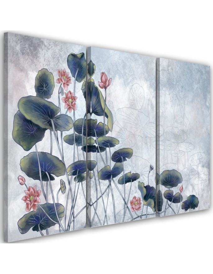 Wall art painting - Red water lily | FEEBY