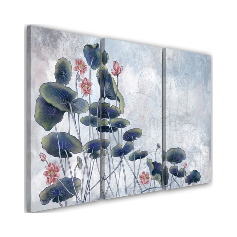 Wall art painting - Red water lily | FEEBY