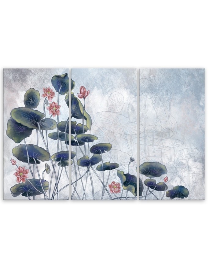 Wall art painting - Red water lily | FEEBY