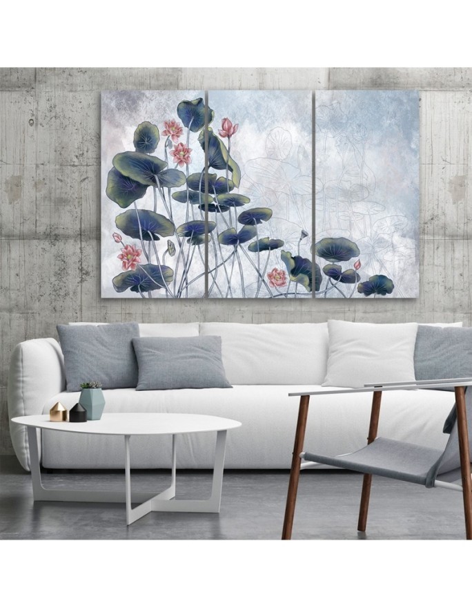 Wall art painting - Red water lily | FEEBY