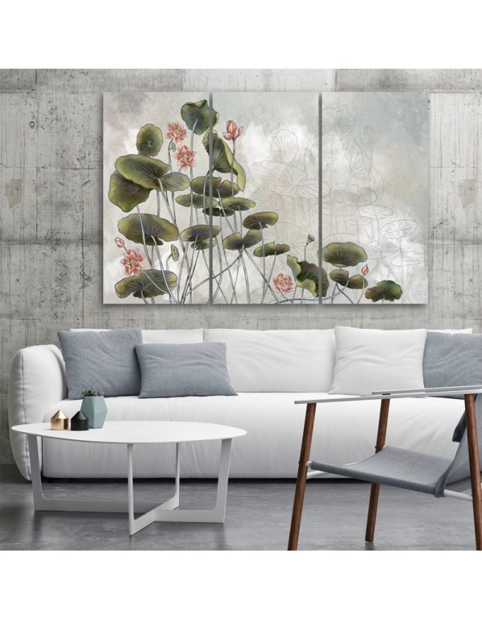 Red water lily - Modern art painting for bedroom | FEEBY