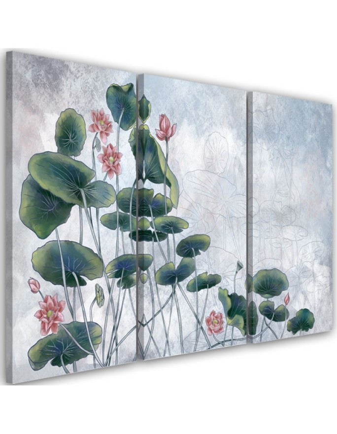 Modern painting for bedroom - Red water lily | FEEBY