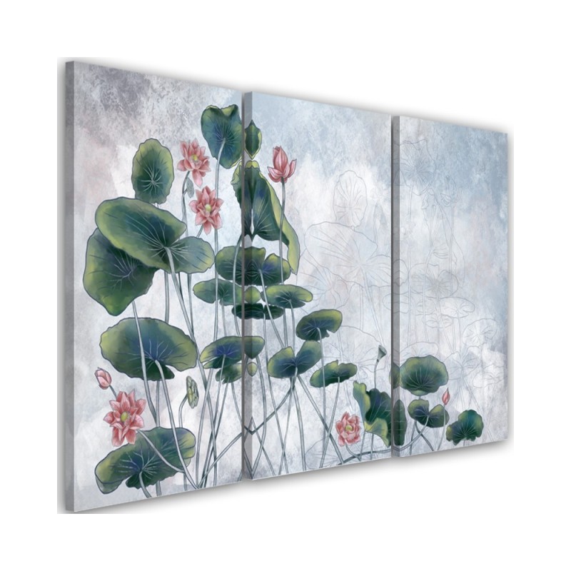 Modern painting for bedroom - Red water lily | FEEBY