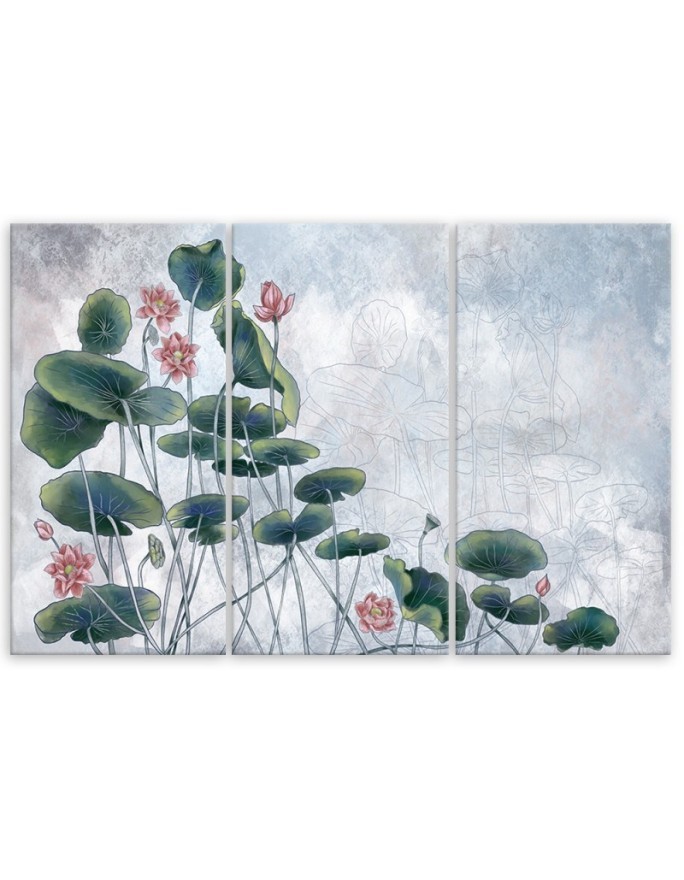 Modern painting for bedroom - Red water lily | FEEBY