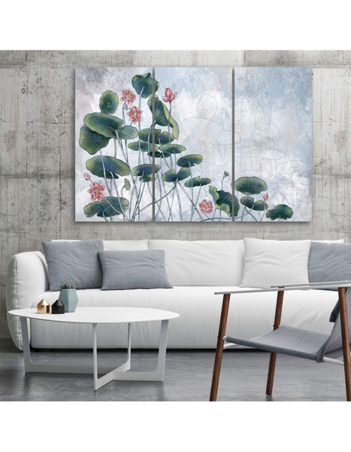 Modern painting for bedroom - Red water lily | FEEBY