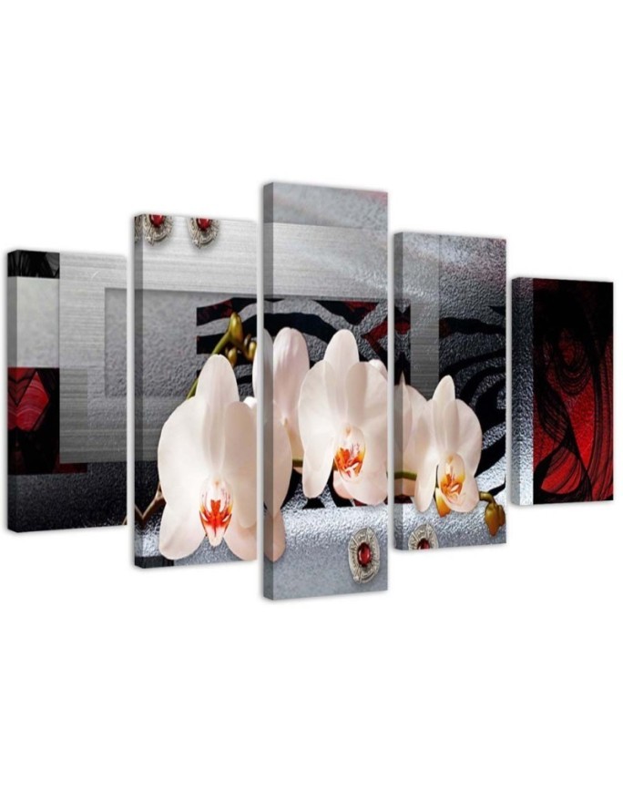 White orchids abstract - Canvas print with floral motif | FEEBY